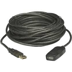 USB 2.0 prodlužovací kabel Manhattan 150958, 20 m, černá