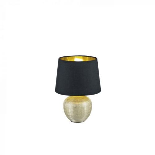 Černá stolní lampa z keramiky a tkaniny Trio Luxor, výška 26 cm