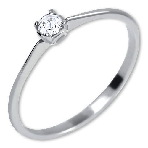 Brilio Zásnubní prsten z bílého zlata s krystalem 226 001 01036 07 48 mm