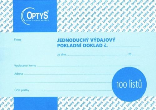 Optys Jednoduchý výdajový pokladní doklad Optys 1036