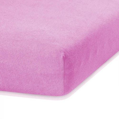 Růžové elastické prostěradlo s vysokým podílem bavlny AmeliaHome Ruby, 200 x 120-140 cm