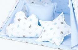 Dekorativní polštářky hvězdičky šedo modré Výběr polštářku hvězd