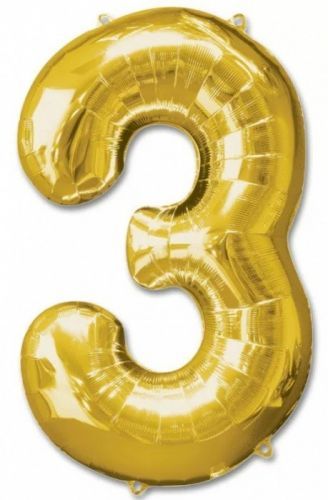 Fóliové nafukovací balónky - Číslice - 102 cm - 3 - zlatá - WGOLD 3