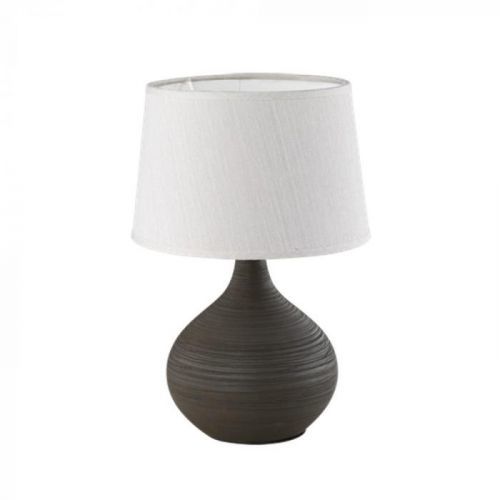 Tmavě hnědá stolní lampa z keramiky a tkaniny Trio Martin, výška 29 cm