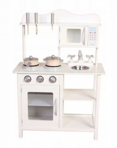 ECO TOYS Eco Toys Dřevěná kuchyňka s příslušenstvím, 85 x 60 x 30 cm - bílá