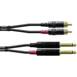 Kabelový adaptér Cordial CFU3PC [2x jack zástrčka 6,3 mm - 2x cinch zástrčka], 3 m, černá