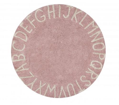 Lorena Canals koberce Ručně tkaný kusový koberec Round ABC Vintage Nude-Natural - 150x150 kruh cm Růžová