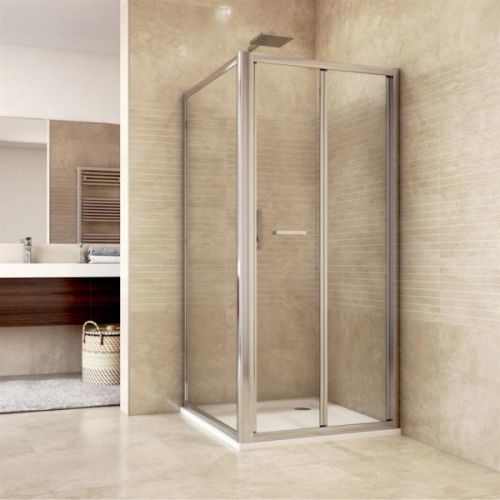 MEREO Sprchový kout, Mistica, čtverec, 80 cm, chrom ALU, sklo Čiré, dveře zalamovací CK86513K