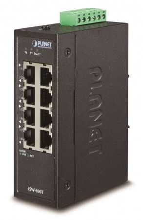 Planet ISW-800T, 8x 10/100Base-TX, ESD, DIN, IP30, -40~75°C, ISW-800T