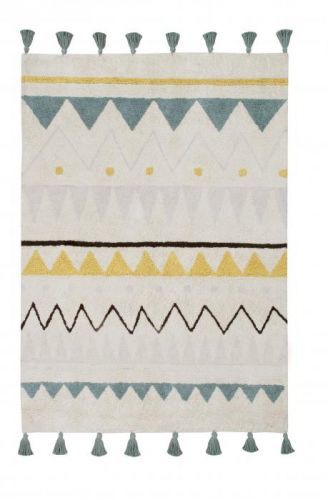 Lorena Canals koberce Ručně tkaný kusový koberec Azteca Natural-Vintage Blue - 120x160 cm Černá