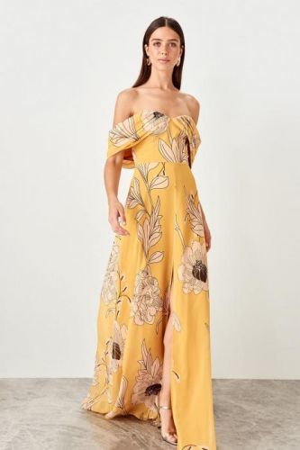 Trendyol Multicolored floral patterned evening dress