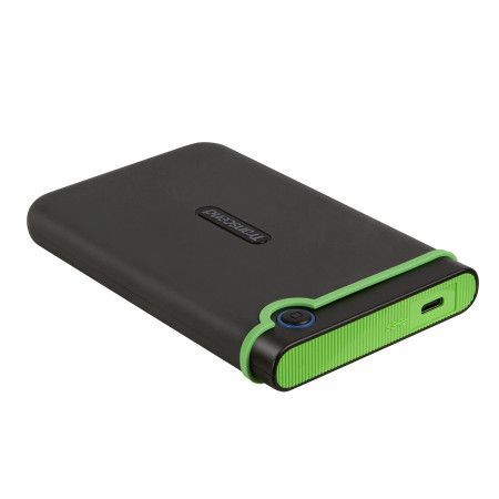 TRANSCEND 2TB StoreJet 25M3C SLIM, USB-C, 2.5” Externí Anti-Shock disk, tenký profil, šedo/zelený, TS2TSJ25M3C