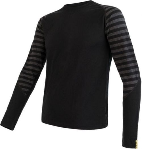 Sensor Merino Active Pánské Triko Dl.Rukáv Černá/Tm.Šedá Pruhy L