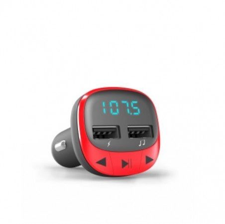 ENERGY Car Transmitter FM Red, 2x USB, microSD, 7-segmentový LED displej