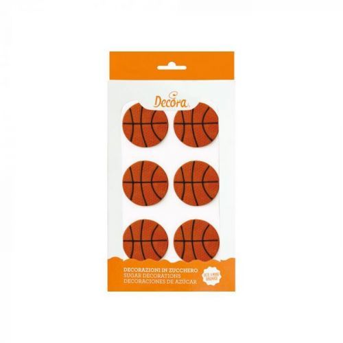 Cukrové zdobení na dort basketbalový míč 4,5cm 6ks - Decora