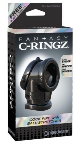 Fantasy Cock Pipe - Penis Ring and Spherical Ring (Black)