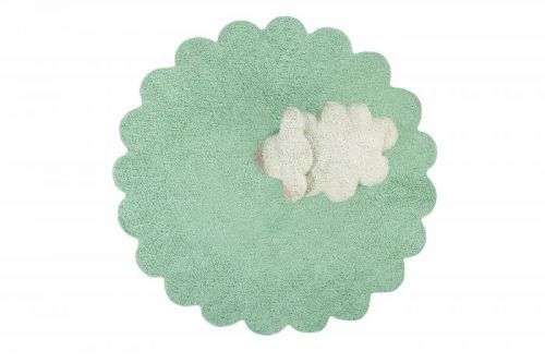 Lorena Canals koberce Ručně tkaný kusový koberec Puffy Sheep - 140x140 kytka cm Zelená