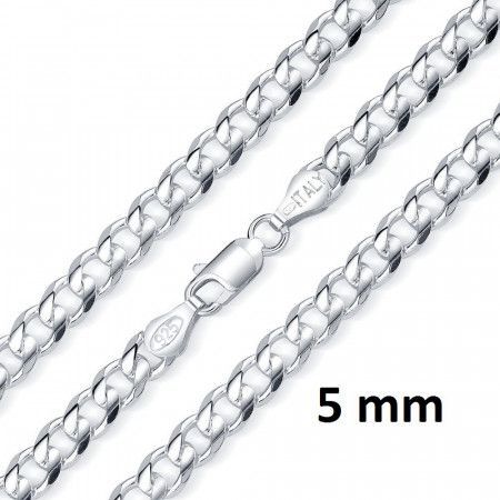 Stříbrný náhrdelník řětěz CURB 5 mm-50 cm, 50
