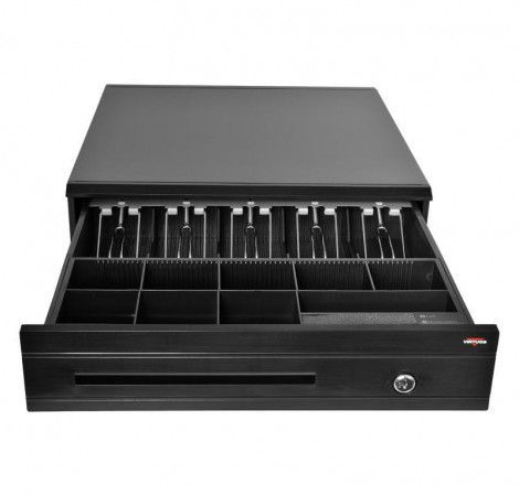 VIRTUOS Pokladní zásuvka C425C - s kabelem, kovové držáky, 9-24V, černá (EKN0112)