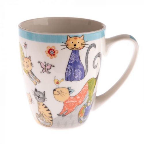 Barevný porcelánový hrnek s kočičkami Dakls Cats, 390 ml