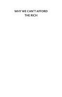 Why We Can't Afford the Rich (Sayer Andrew)(Paperback)