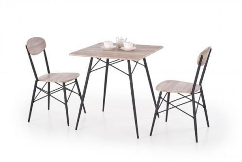 HALMAR, KABIR jídelní sestava - stůl +2x židle, dekor san remo/černá