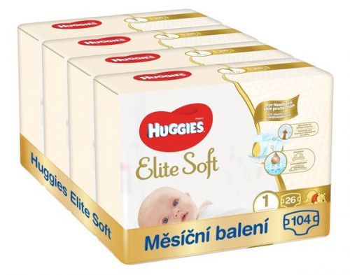 Huggies Měsíční Balení Elite Soft Newborn 1 - 4X26 Ks (104ks)