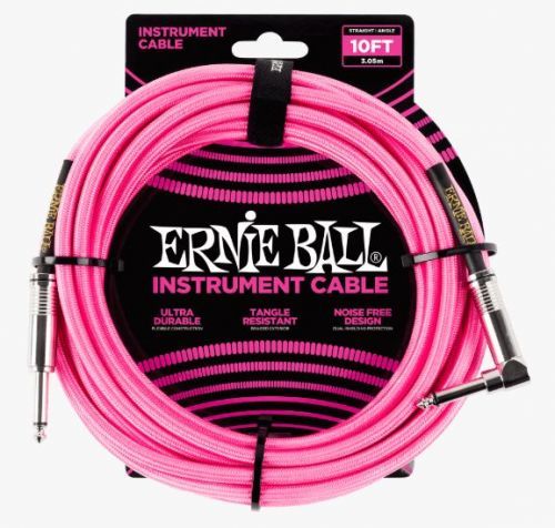 Ernie Ball P06078 Braided Cable 10 SA Neon Pink