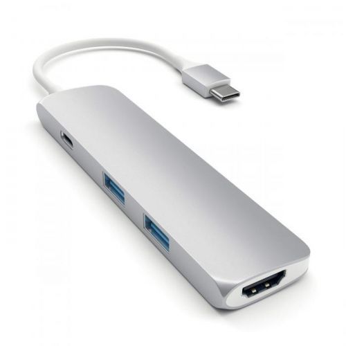 Redukce / adaptér - Satechi, USB-C Slim Multi-Port Adapter Silver