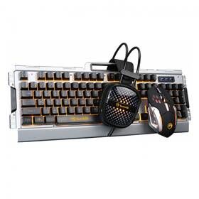 Marvo CM303, klávesnice, myš, headset, US černá/stříbrná (CM303 EN)