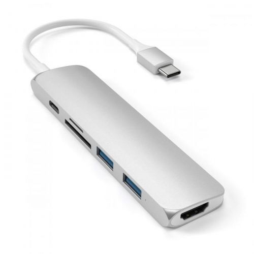 Redukce / adaptér - Satechi, USB-C Slim Multimedia Adapter V2 Silver