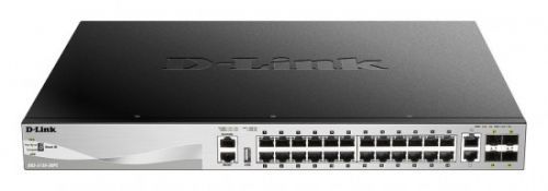 D-Link DGS-3130-30PS L3 Stackable Managed PoE switch, 24x GbE PoE+, 2x 10G RJ-45, 2x 10G SFP+, PoE 370W, DGS-3130-30PS/SI