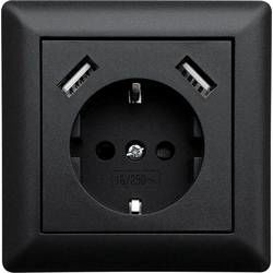 Zásuvka do zdi LEDmaxx USB1002 s USB, černá, 1násobné