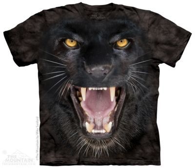 Tričko unisex The Mountain Aggressive Panther - černé, XL