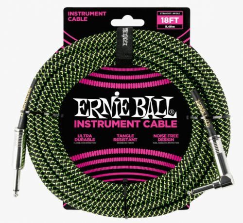 Ernie Ball P06082 Braided Cable 18 SA Black Green