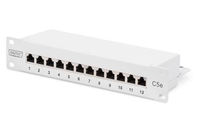 DIGITUS Patch panel 10`` 12-port Cat.5e shielded 1U complete LSA, tray, grey, DN-91512S-G