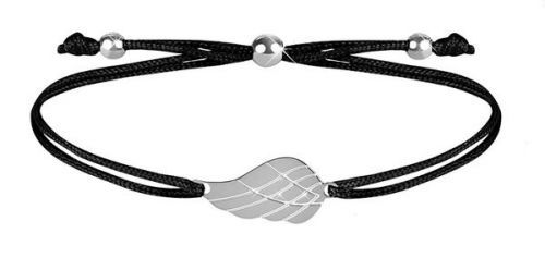 Troli Šňůrkový Náramek S Andělským Křídlem Černá/Ocelová