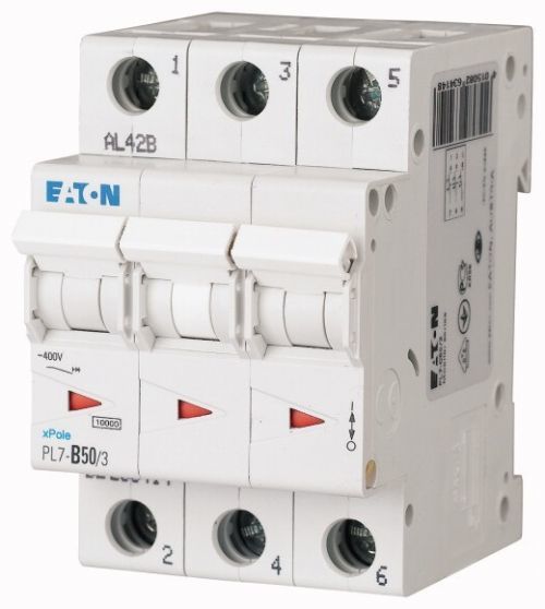 Jistič 10 kA 3pól char. B 50 A, Eaton PL7-B50/3