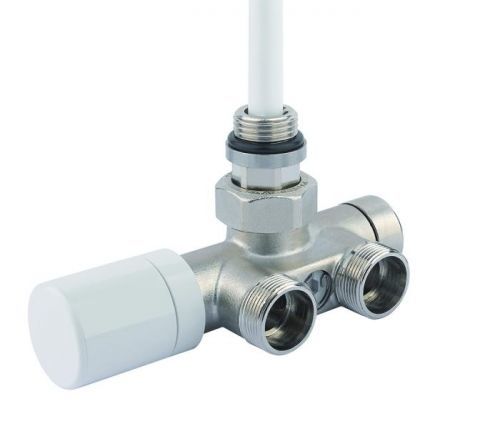 Ventil termostatický jednoctokový rohový bílá hlavice