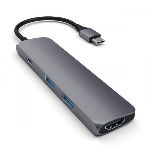 Redukce / adaptér - Satechi, USB-C Slim Multi-Port Adapter Gray