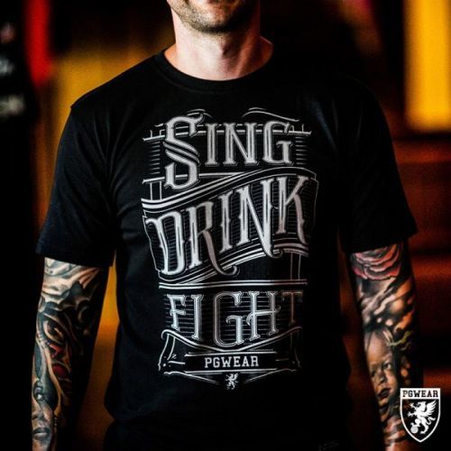 Triko PGwear Sing Drink Fight - černé, XL