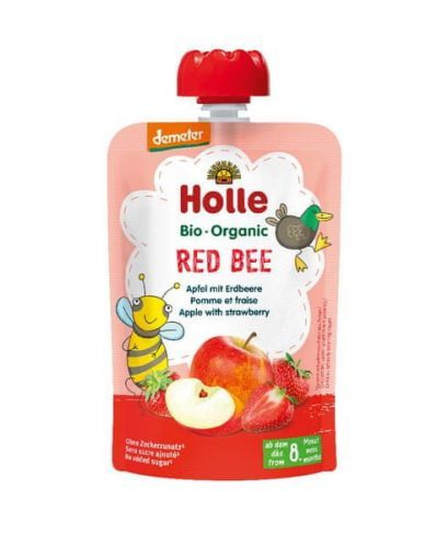 Holle Bio Red Bee Ovocné Pyré Jablko S Jahodami - 6 X 100g