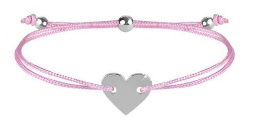 Troli Šňůrkový Náramek Se Srdcem Růžová/Ocelová