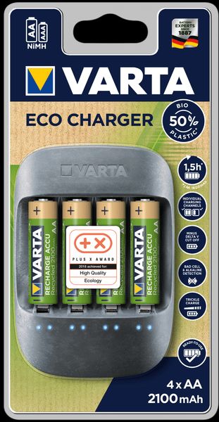 Varta Eco Charger + 4 Aa 2100mah Reycled r2u 57680101451