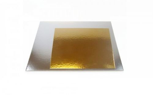 Dortová podložka zlatá a stříbrná (oboustranná) čtverec - 35x35 cm - FunCakes
