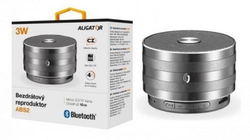 Reproduktor Aligator ABS2 Bluetooth + slot micro SD, CZ zvuk, kovový grafitový