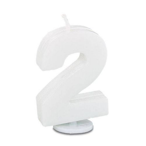 Svíčka ve tvaru číslice 2 - mini, bílá - Stadter