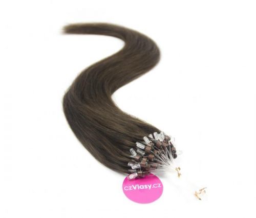 Indické vlasy na metodu micro-ring odstín 2 Délka: 40 cm, Hmotnost: 0,8 g/pramínek, REMY