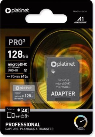 PLATINET microSDHC  SECURE DIGITAL + ADAPTER SD 128GB class10