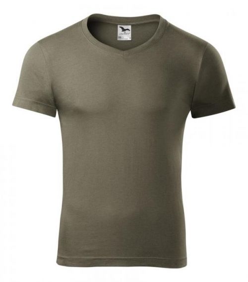 Pánské tričko Slim Fit V-neck - Tyrkysová | XXL